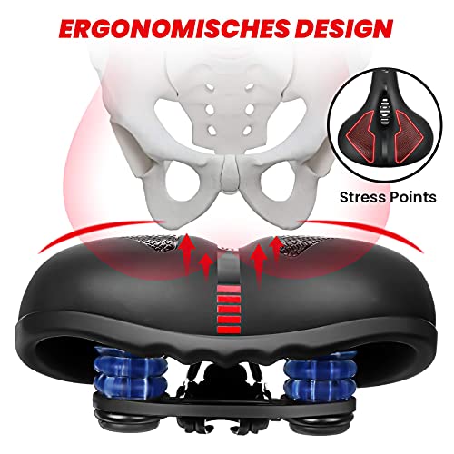 Brgood Wide Memory Foam Bike Seat with Dual Shock Absorbers