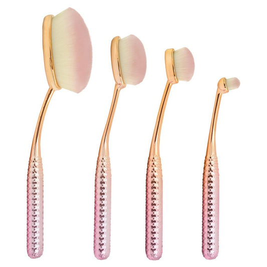 MODA Rosé 4-Piece Face Brush Set – Vegan Soft Filament Brushes