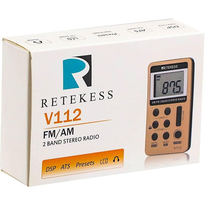 Retekess V112 Compact AM/FM Pocket Radio with Rechargeable Battery