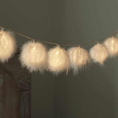 Lights4fun 10 LED Fairy Lights Fluffy Balls Timer Battery Operated Indoor Christmas