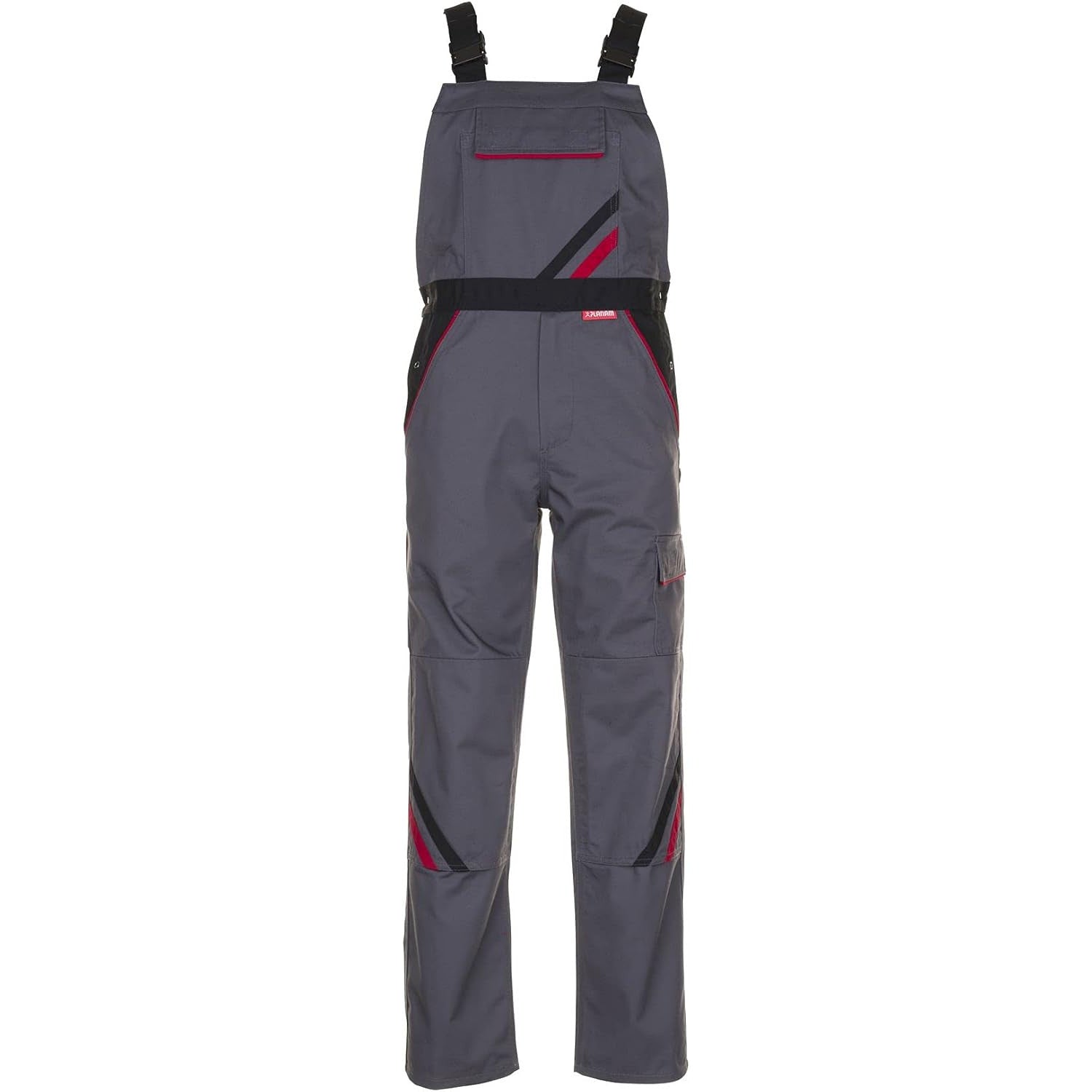 Planam Highline Men's Dungarees Slate/Black/Red Durable Utility Work Pants
