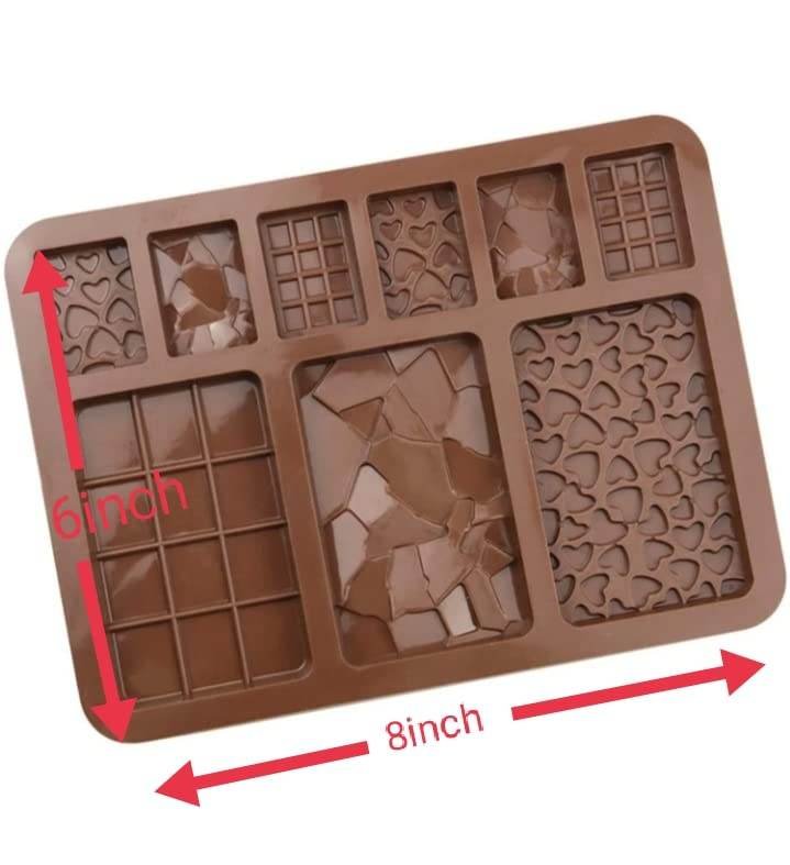 Vedini 9-Cavity Multi-Shape Silicone Chocolate Bar Mold – Waffle Heart Bar