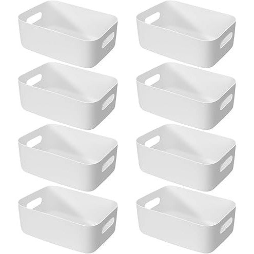 7 Plastic Storage Boxes – Durable PVC Organizer Set white