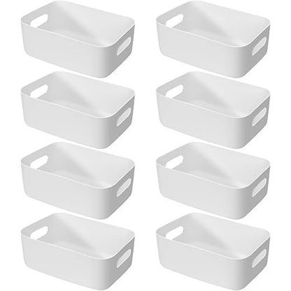 7 Plastic Storage Boxes – Durable PVC Organizer Set white