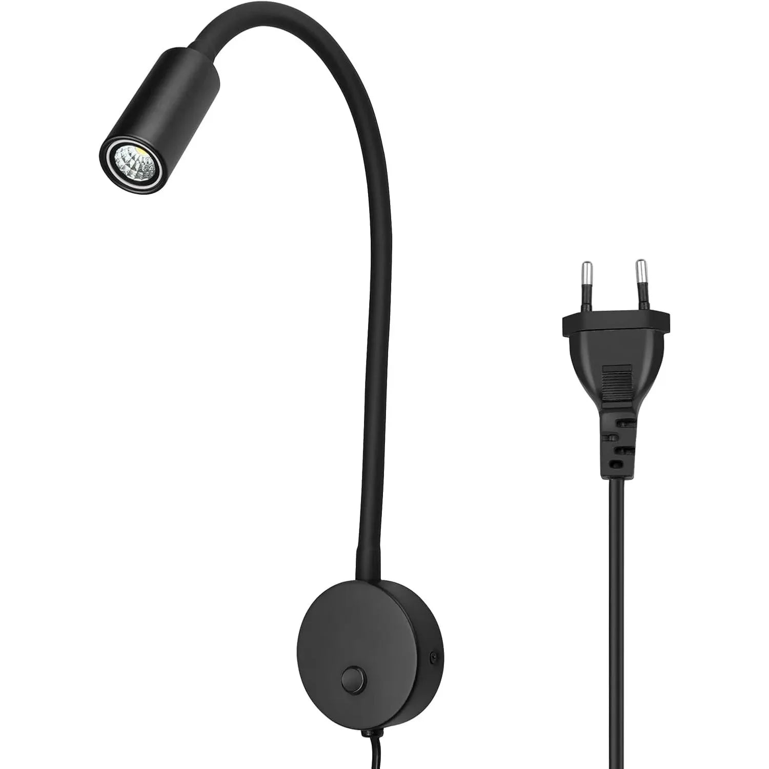 Eofiti Black Wall-Mount Reading Lamp with Adjustable Swan Neck - Gomix Brands Outlet