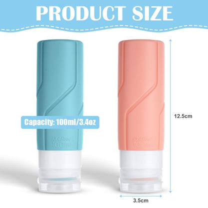 OSDUE Silicone Travel Bottles 4-Pack 100ml Leak-Proof Refillable