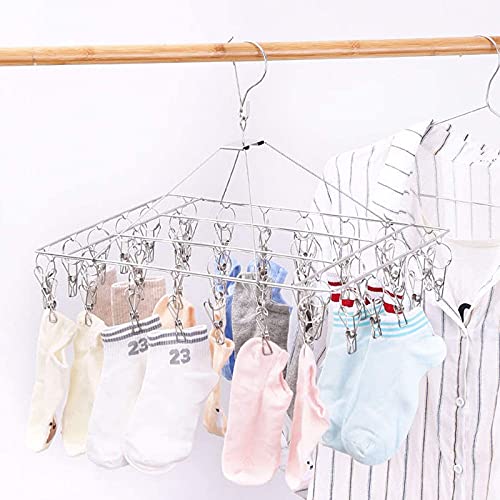 Stainless Steel 20‑Clip Portable Hanger for Baby Clothes & Socks