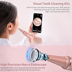 Wi-Fi Visual Ultrasonic Teeth Cleaner Plaque Remover Kit Pink