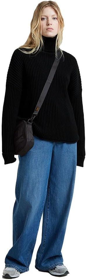 G-STAR Women's Loose Turtle Knit Sweater, Cozy Ribbed Collar