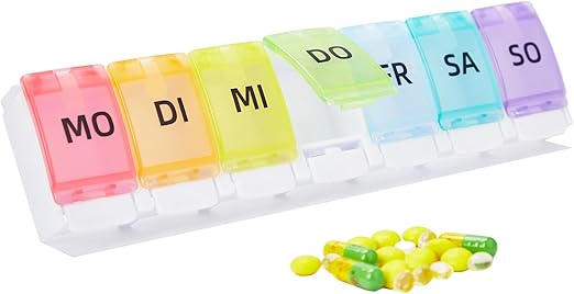 GeekerChip 7-Day BPA-Free Pill Organizer with Color‑Coded Lids