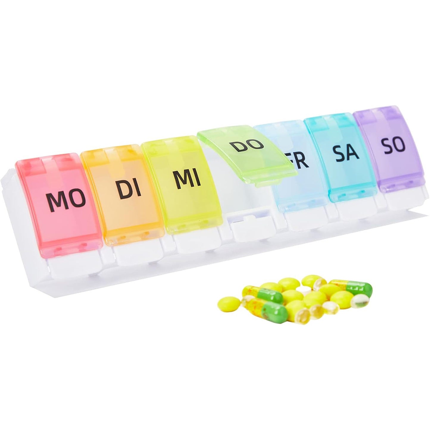 GeekerChip 7-Day BPA-Free Pill Organizer with Color‑Coded Lids