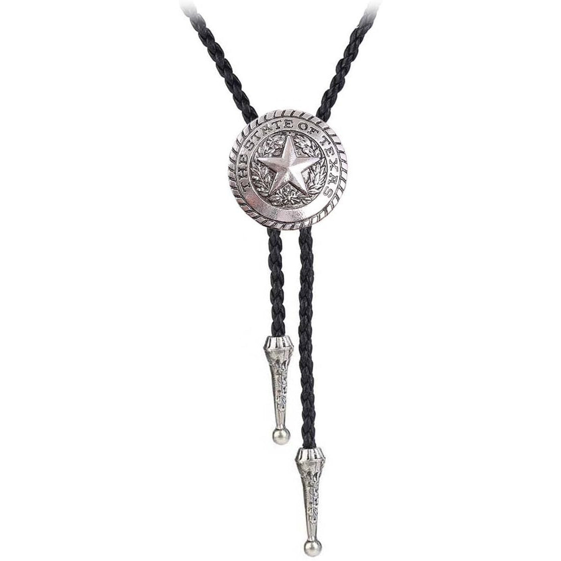 Stylish Western Cowboy Bolo Tie for Men - Lone Star Symbol Leather Necklace