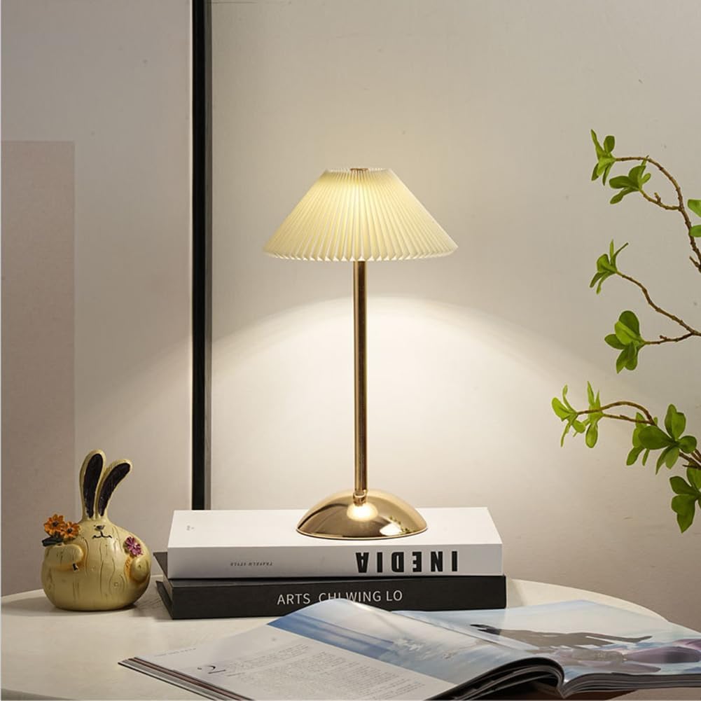Fiorky Cordless Pleated LED Table Lamp with USB Rechargeable