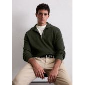 Cozy Men's Organic Cotton Bi-Color Troyer Pullover with Stylish Half-Zip