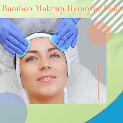 Rewera 40-Piece Reusable Bamboo Makeup Remover Pads, Washable Facial Cleansing Rounds