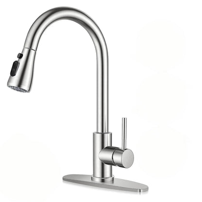 PHANCIR High-Arc Brushed Nickel Kitchen Faucet with Pull-Down Sprayer & Pause Button