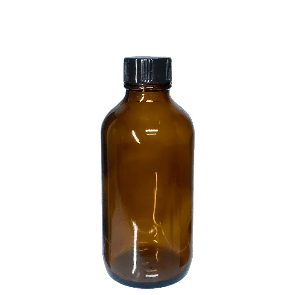 24-Pack 4oz Amber Glass Boston Round Bottles, Secure Black Cone Caps - Gomix Brands Outlet