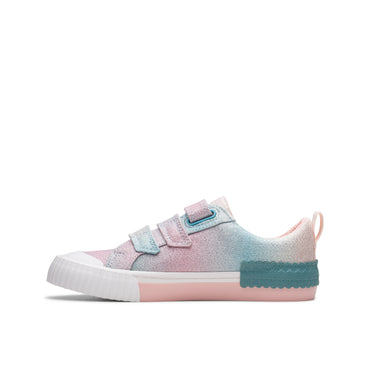 Clarks FoxingBrill K. Pastel Ombré Glitter Girls' Shoes - Comfortable Riptape Design