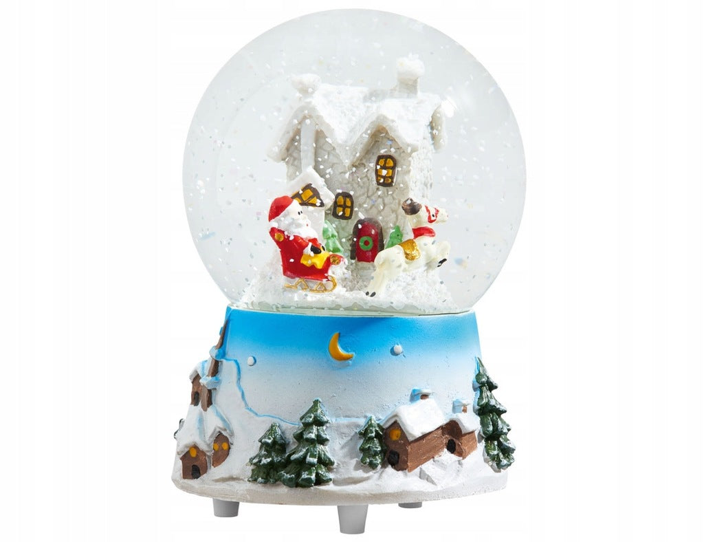 Charming Musical Christmas Snow Globe with Santa's House - Festive Holiday Decor