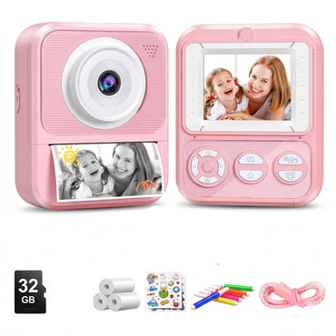 Korffe Kids Camera HD 1080P Instant Print Camera Pink