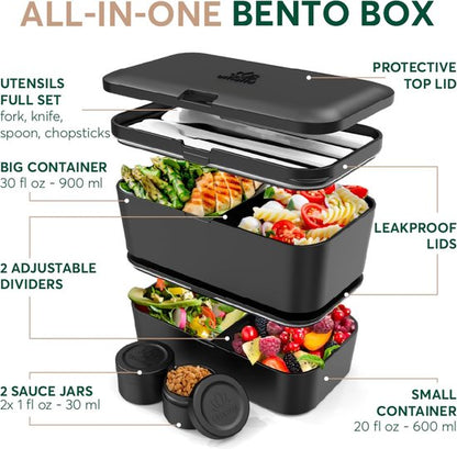 Umami Large Bento Box for Adults - 1500 ML XL Space-Saving Design