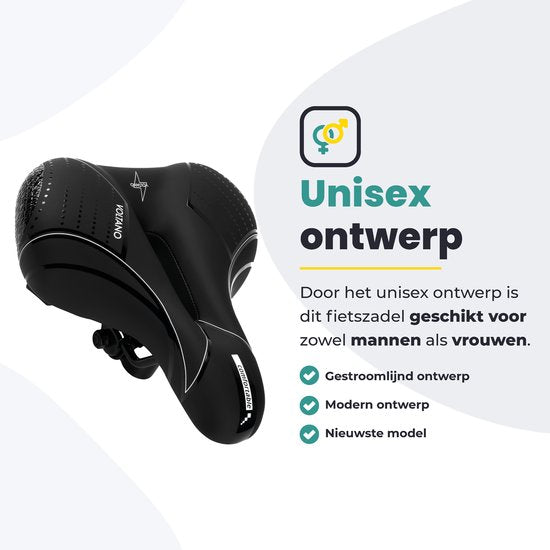 Voltano Essence Black Unisex Large Gel Saddle – Waterproof Bike Seat