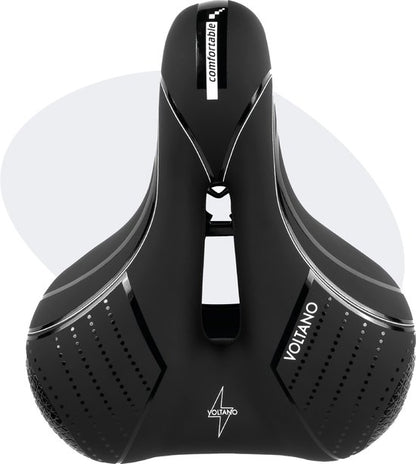 Voltano Essence Black Unisex Large Gel Saddle – Waterproof Bike Seat