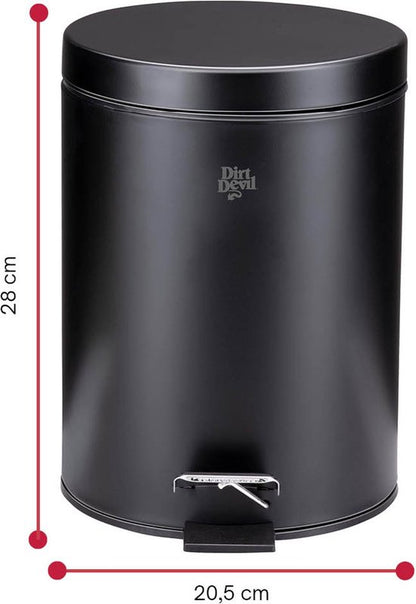 Dirt Devil 5L Pedal Trash Can for Bathroom Stainless Black