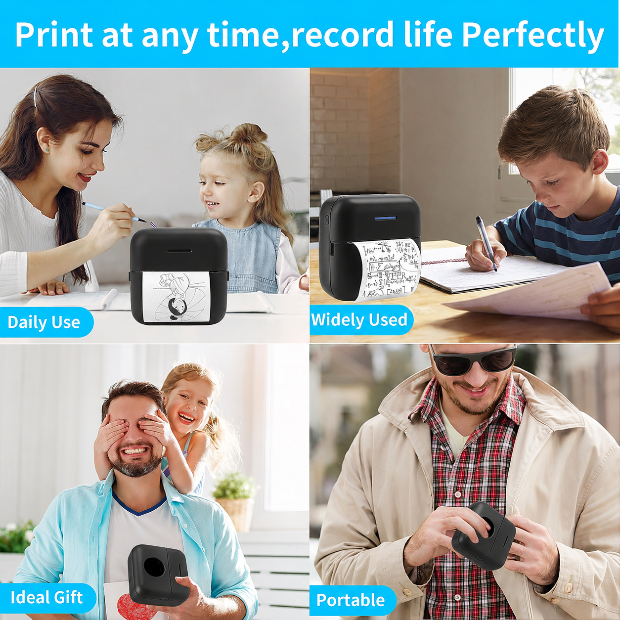 HuiJuKeJi Mini Sticker Printer Inkless Thermal Bluetooth Portable