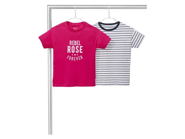 Pepperts! Girls' Cropped T-Shirt Set 2-Pack Pink 134-140 cm (8-10 Years) 387235-1