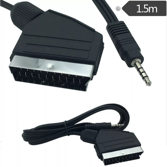 Scart 21‑Pin to 3.5mm Male Shielded Audio Cable 5ft