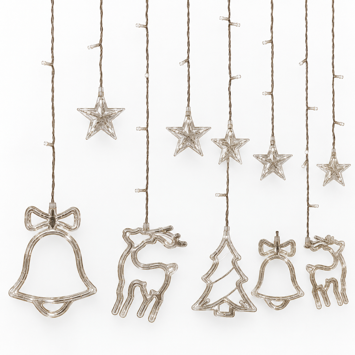 RANJIMA Christmas LED Curtain String Lights Stars and Bell