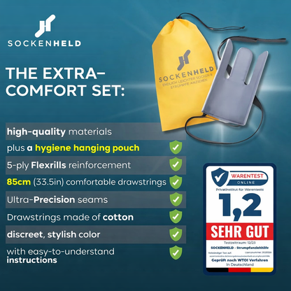 SOCKENHELD 2-in-1 Premium Sock Aid with Hanging Pocket – Grey