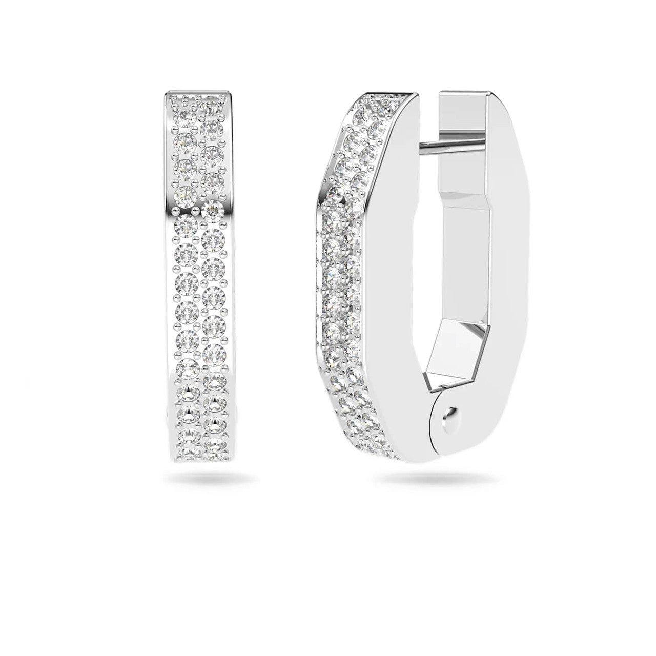 Swarovski Dextera Small Octagonal White Rhodium Plated Crystal Hoop Earrings