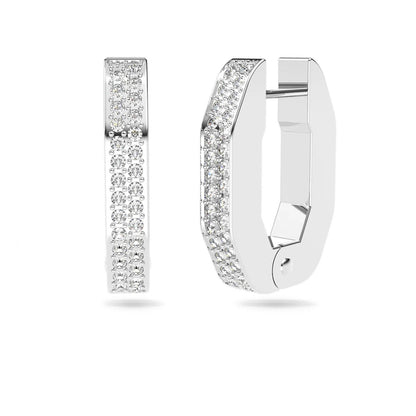 Swarovski Dextera Small Octagonal White Rhodium Plated Crystal Hoop Earrings