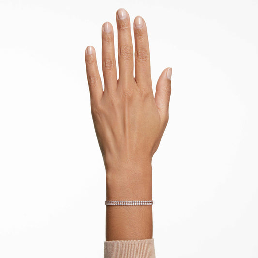 Sparkling Matrix Tennis Bracelet: White Zirconia, Rose Gold Plated Elegance