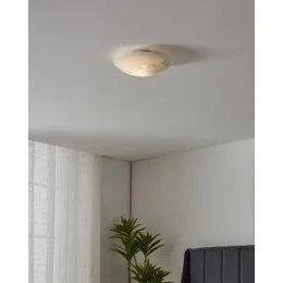 Modern White Steel Wall Ceiling Light E27 LED Compatible Satin Glass Diffuser - Gomix Brands Outlet