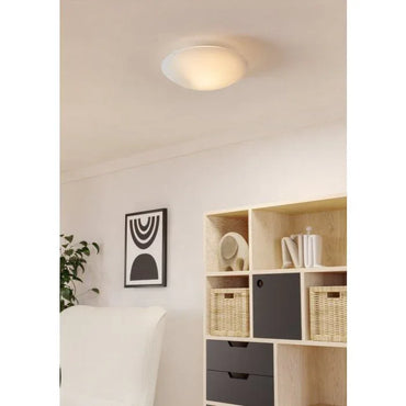 Modern White Steel Wall Ceiling Light E27 LED Compatible Satin Glass Diffuser - Gomix Brands Outlet