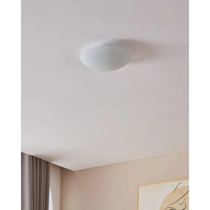 Modern White Steel Wall Ceiling Light E27 LED Compatible Satin Glass Diffuser - Gomix Brands Outlet
