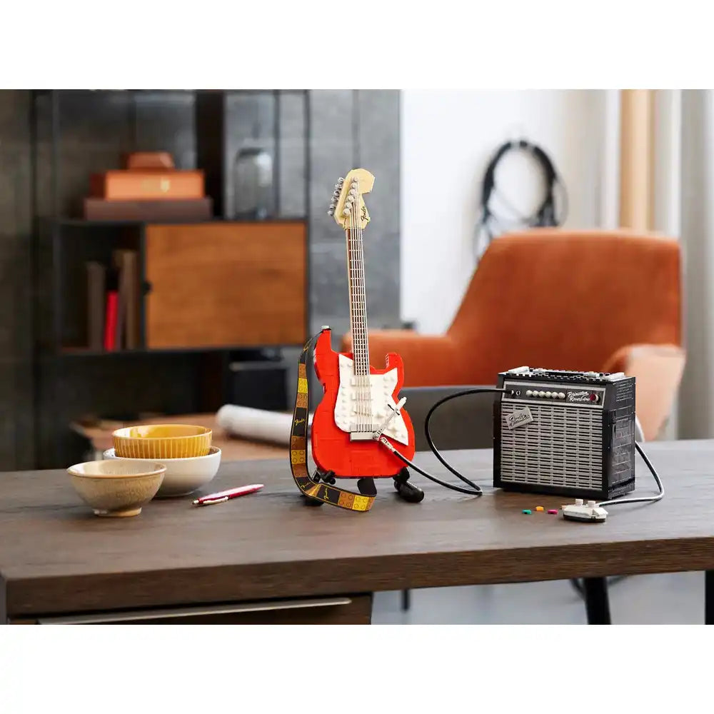 Build Your Own Iconic LEGO Ideas Fender Stratocaster Guitar & Amp Set (1074 Pieces)