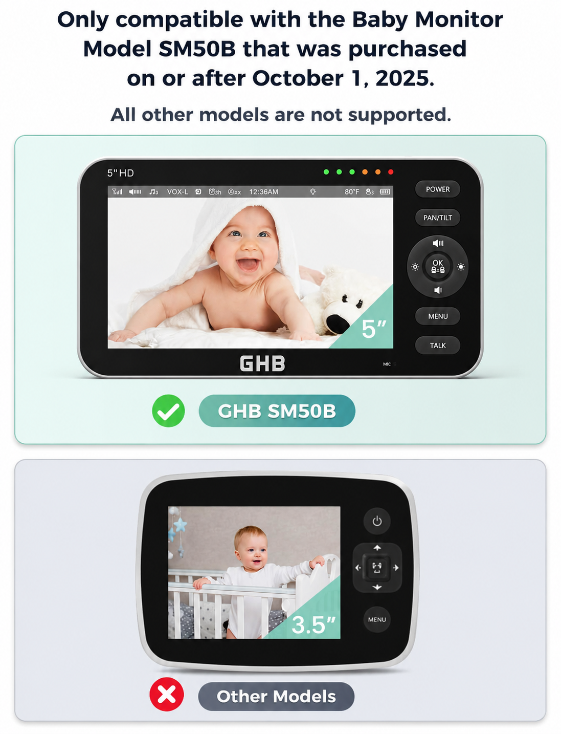 GHB Additional Baby Monitor Camera for SM50B 720p