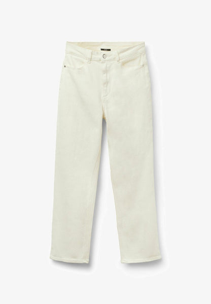 Tezenis Women's White Straight Leg Denim Jeans with Pockets and Belt Loops