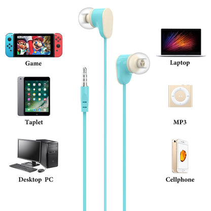 Geekria Kids Wired Earbuds with Mic for School 85dB Volume Limit Blue