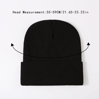 Personalized Letter Black Winter Beanie Hat for Women & Teen Girls