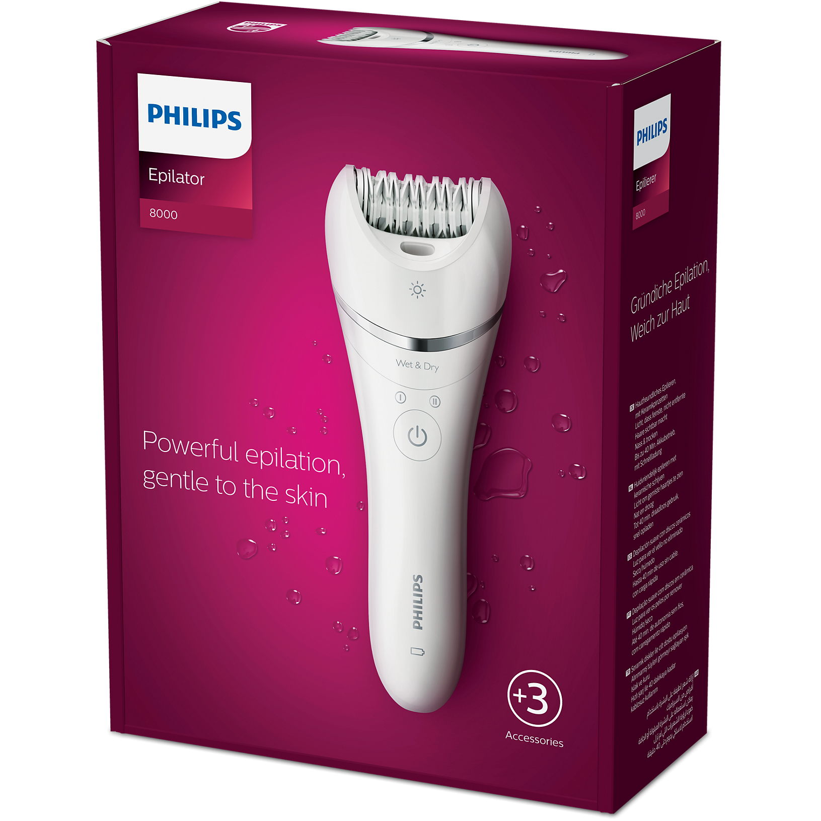 Philips Series 8000 Wet & Dry Epilator BRE700/00 with Accessories