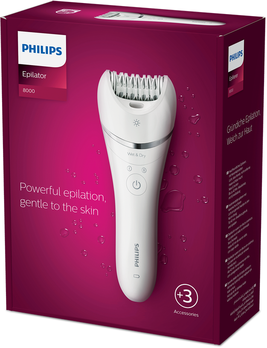 Philips Series 8000 Wet & Dry Epilator BRE700/00 with Accessories