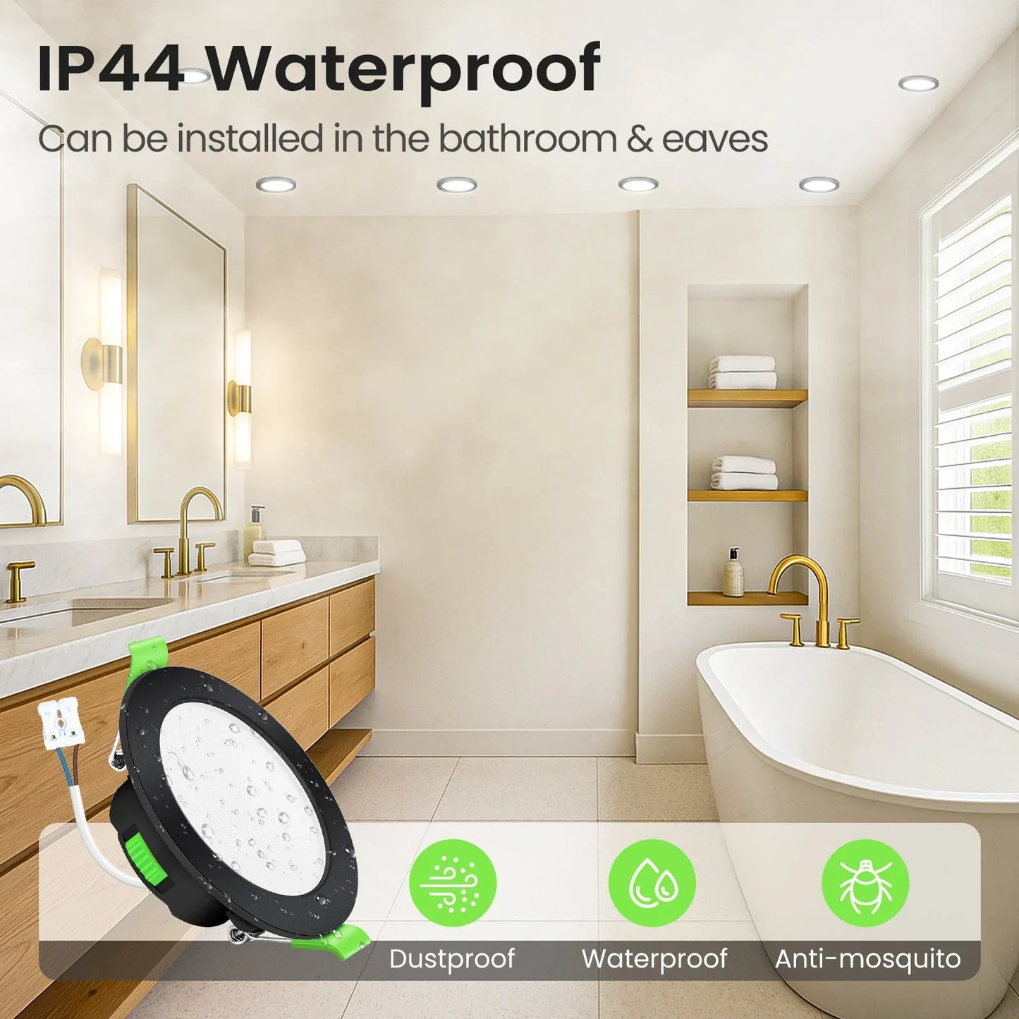 7W Black IP44 Dimmable LED Downlight Ultra Slim 6-Pack Black - Gomix Brands Outlet