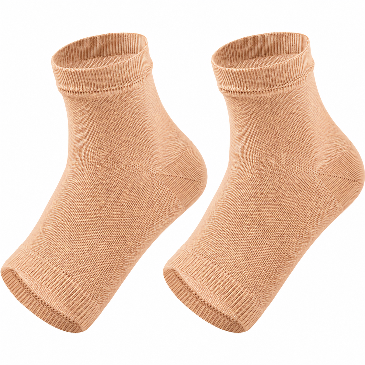 SEIWEI  A pair of ankle-high ribbed socks in a warm nude beige color, displayed against a solid white background.