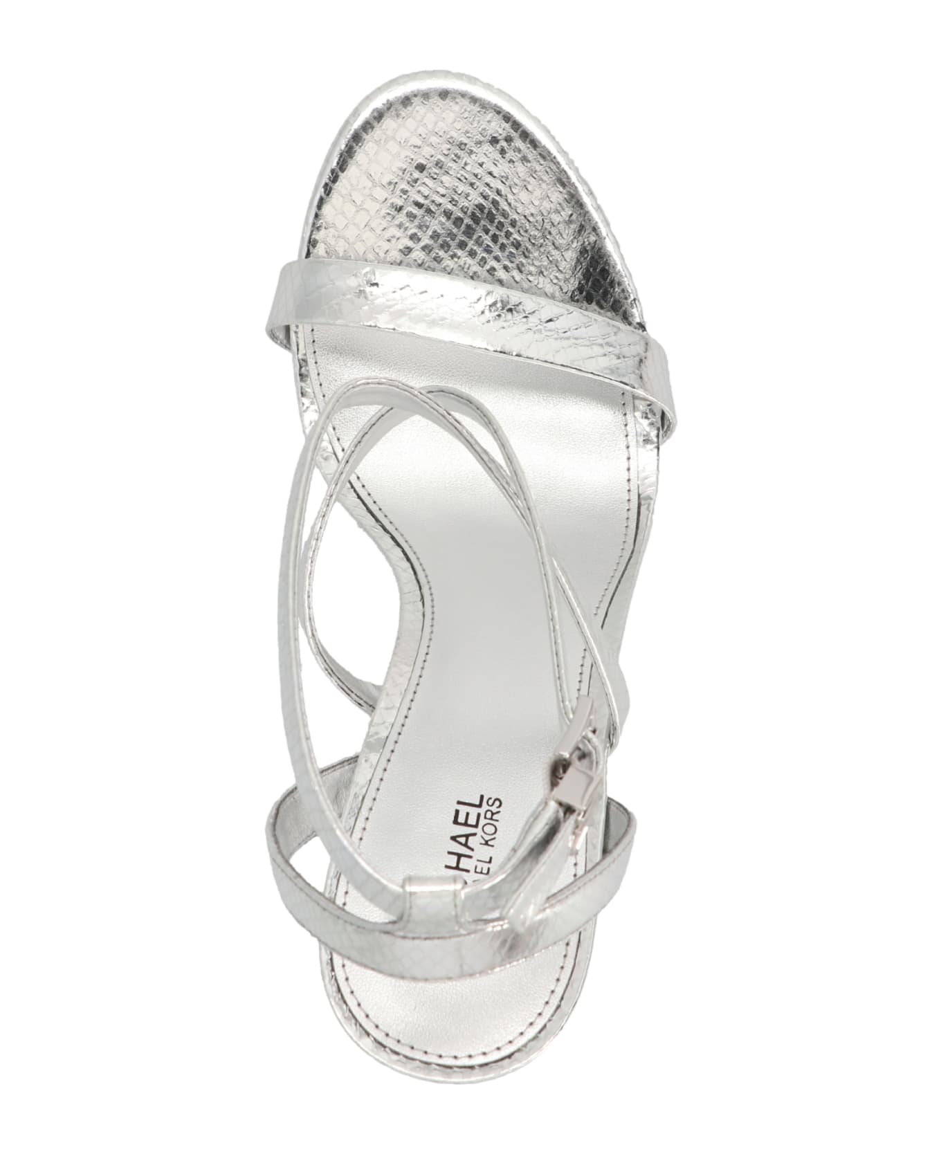Women's Michael Kors Asha Metallic Foil Leather Ankle Strap Sandals