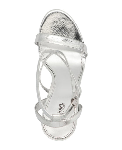 Women's Michael Kors Asha Metallic Foil Leather Ankle Strap Sandals